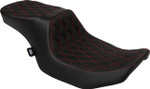 Drag Specialties Predator 2-Up Seat | Double Diamond w/Red Stitch (0801-1950)
