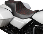 Drag Specialties Predator III 2-Up Seat | Double Diamond w/Red (0801-1933)