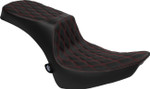 Drag Specialties Perf. Predator 2-Up Seat | Double Diamond w/Red (0802-1643)