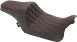 Drag Specialties Predator III Seat | Double Diamond w/Red Stitching (0801-1116)