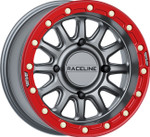 Raceline Alpha Beadlock Wheel | Gunmetal w/Red | 15x7 (A14GR-57056+10)