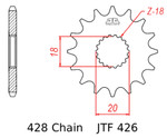 JT Front Sprocket | 15 Tooth | 428 | Steel (JTF426.15)