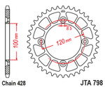 JT Rear Sprocket | Racelite Aluminum | Black | 428 | 50 Tooth (JTA798.50BLK)