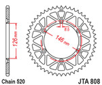 JT Rear Sprocket | Racelite Aluminum | Black | 520 | 52 Tooth (JTA808.52BLK)