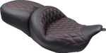 Mustang Super Touring Double Diamond Seat - American Beauty Red Stitch (89538AB)