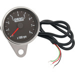 Drag Specialties Polished Mini Electronic Tachometer w/ Black Face (2211-0031)