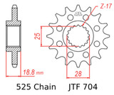 JT Front Sprocket | 16 Tooth | 525 | Steel | Lightweight (JTF704.16)