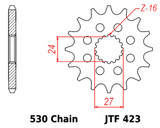 JT Front Sprocket | 16 Tooth | 530 | Steel | Lightweight (JTF423.16)