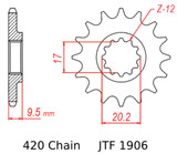 JT Front Sprocket | 13 Tooth | 420 | Steel (JTF1906.13)