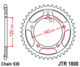 JT Steel Rear Sprocket 44 Tooth (JTR1800.44)