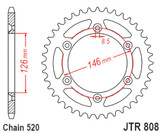 JT Steel Rear Sprocket | 47 Tooth | 520 | Self Cleaning (JTR808.47SC)