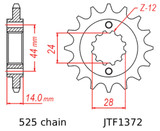 JT Front Sprocket | 17 Tooth | 525 | '98-13 Honda VT750 (JTF1372.17)