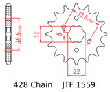 JT Front Sprocket | 14 Tooth | 428 | Steel | '87-26 Yamaha TW200 (JTF1559.14)