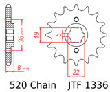 JT Front Sprocket | 13 Tooth | 520 | Steel (JTF1336.13)