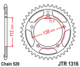 JT Steel Rear Sprocket 43 Tooth (JTR1316.43)