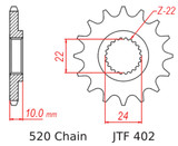 JT Front Sprocket | 16 Tooth | 520 | Rubber Cushioned (JTF402.16RB)