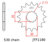 JT Front Sprocket | 18 Tooth | 530 | Steel | Rubber Cushioned (JTF1180.18RB)