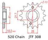 JT Front Sprocket | 15 Tooth | 520 | Steel | Rubber Cushioned (JTF308.15RB)