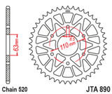 JT Racelite Aluminum Black Rear Sprocket 45 Tooth (JTA890.45BLK)