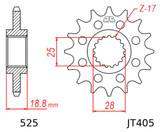 JT Front Sprocket | 19 Tooth | 525 | Steel (JTF405.19)