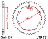 JT Steel Rear Sprocket 43 Tooth (JTR761.43)