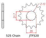JT Front Sprocket | 15 Tooth | 525 | Rubber Cushioned (JTF520.15RB)
