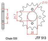 JT Front Sprocket | 16 Tooth | 530 | Steel | Rubber Cushioned (JTF513.16RB)