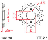 JT Rubber Cushioned Front Sprocket 17 Tooth (JTF512.17RB)
