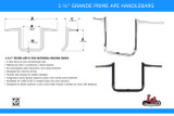 LA Choppers 1.5" Grande Prime Ape Chrome Handlebar w/10" End Rise (LA-7356-10)