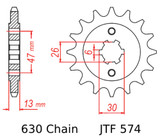JT Front Sprocket 16 Tooth 630 Steel - Yamaha Seca 920 1981-1982 (JTF574.16)