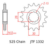 JT Front Sprocket | 14 Tooth | 525 | Steel (JTF1332.14)