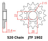 JT Front Sprocket | 12 Tooth | 520 | Steel (JTF1902.12)