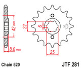 JT 16 Tooth Steel Front Sprocket (JTF281.16)