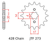 JT Front Sprocket | 14 Tooth | 428 | Steel (JTF273.14)