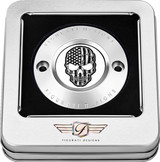 Figurati Timing Cover | Skull USA Flag | 2 Hole | Stainless (FD27-TC-2H-SS)
