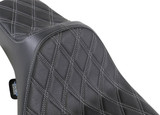Drag Specialties Predator III Ext. Reach Seat | Dbl Diamond w/Silver (0801-1370)