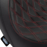 Drag Specialties Predator Seat | Double Diamond w/Red Sitching (0802-1519)