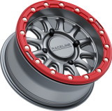 Raceline Alpha Beadlock Wheel | Gunmetal w/Red | 15x7 (A14GR-57056+10)