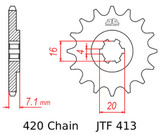 JT Front Sprocket - 14 Tooth - 420 - Steel - '86-88 Suzuki RM80 (JTF413.14)