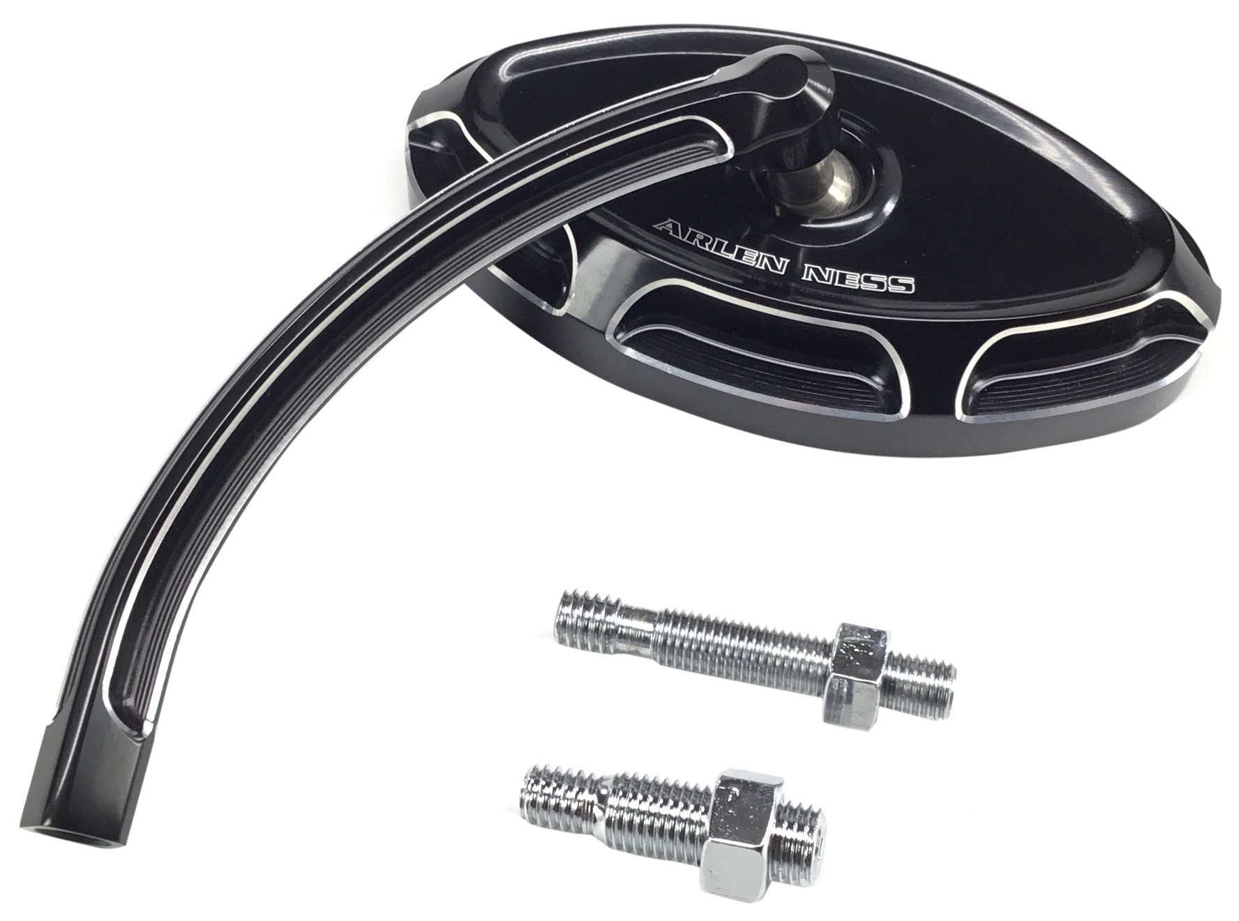 Arlen Ness Forged Billet Mirror Short Black/Beveled Left (13-130