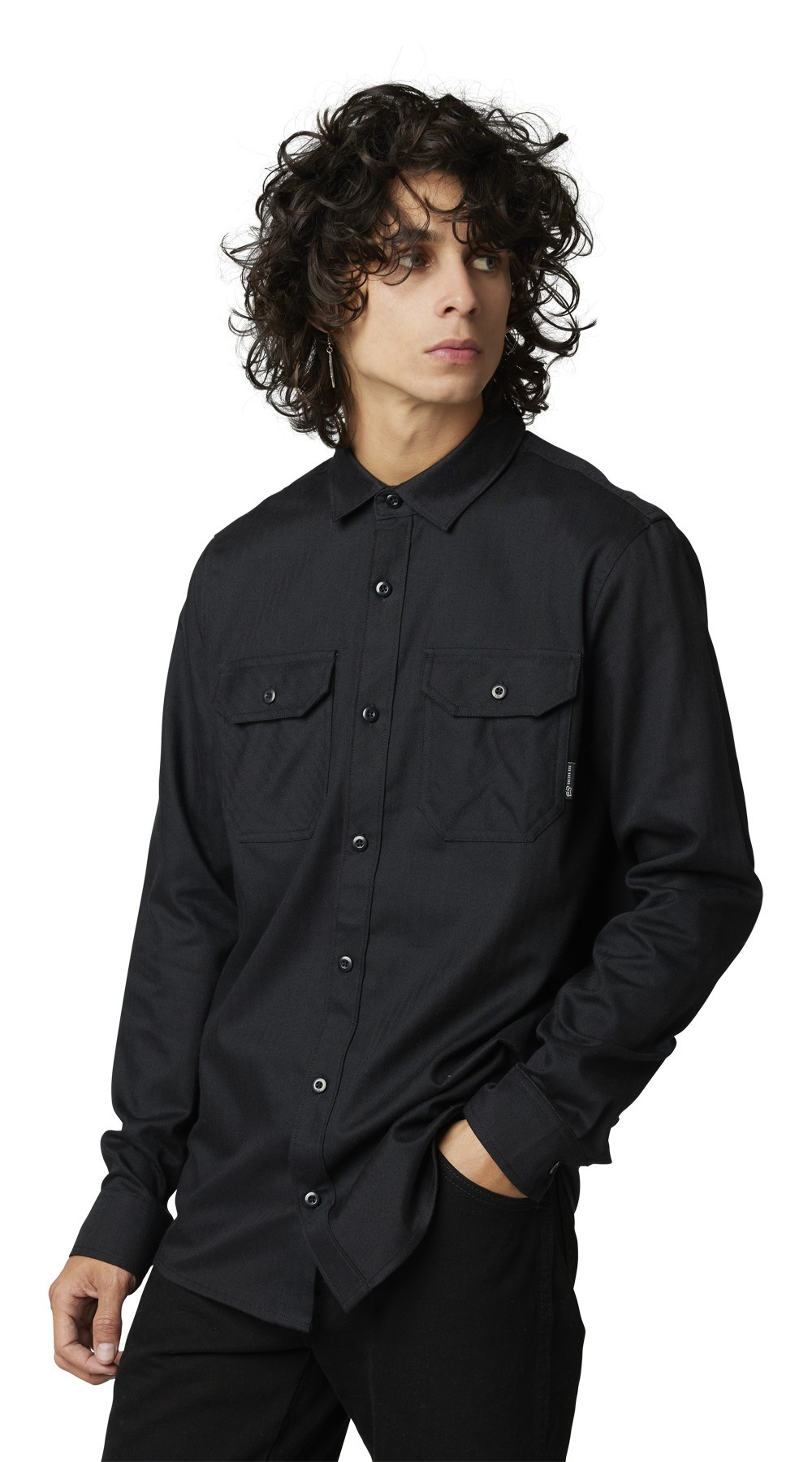 fox racing dress shirts Fox Racing Decrypted Woven Short Sleeve Shirt (Black/White)