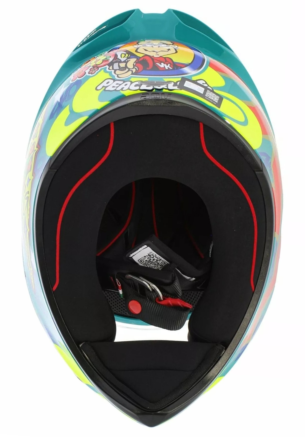 1999 agv helmet K1 S - Rossi Mugello the front air vents developed through racing experience and the new Aero Spoiler designed in the wind tunnel maximize performance and provide stability even at high speeds in sports riding Valentino Rossi VR46 Brazil 1999