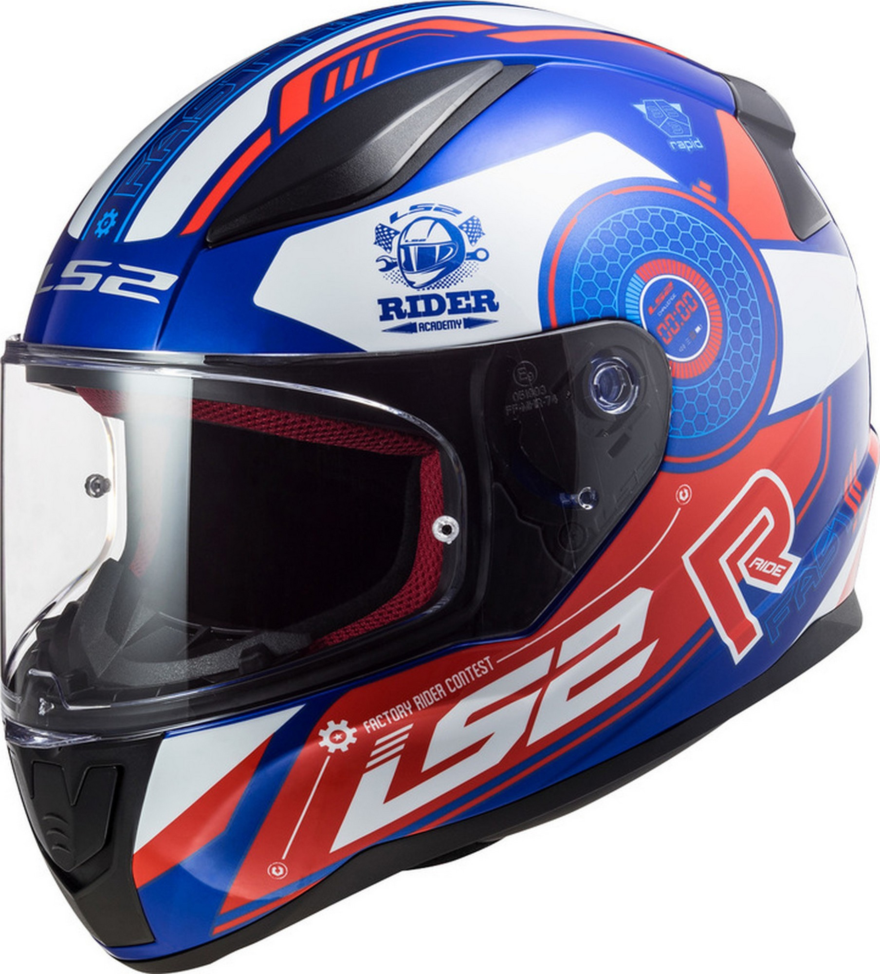 LS2 Rapid Youth Stratus Gloss Blue/Red/White Motorcycle Helmet-Large