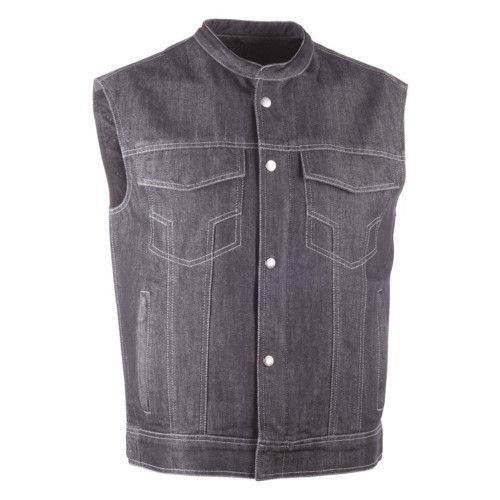 Highway 21 Iron Sights Denim Mens Vest with Club Collar