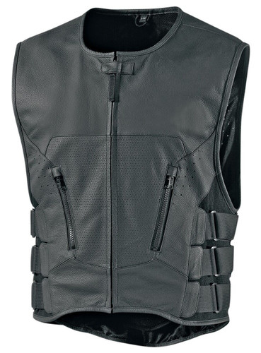 Icon Regulator D3O Stripped Mens Leather Vest