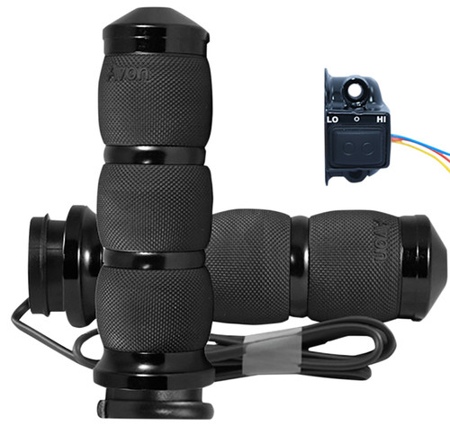 Avon Air Cushion Heated Fly by Wire Black 1" Handlebar Grips (AIR-90-AN-FL-HT)