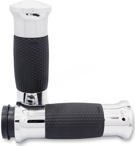 Avon Fly by Wire Gel Chrome/Black Handlebar Grips (GEL-70-CH-FLY)