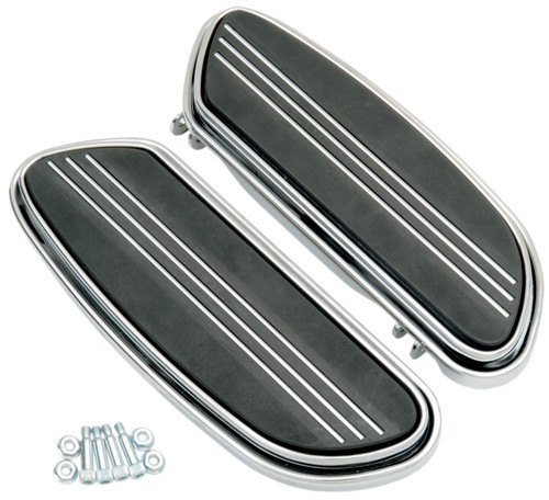 Drag Specialties Sweeper Chrome/Black Driver Floorboards (1621-0347)