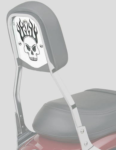 Cobra Chrome Skull Backrest Insert for Tall Square Backrests (02-5052)