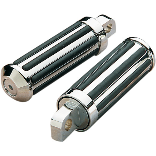 Drag Specialties Chrome/Rubber Rail Small Diameter Footpegs (DS-253700)
